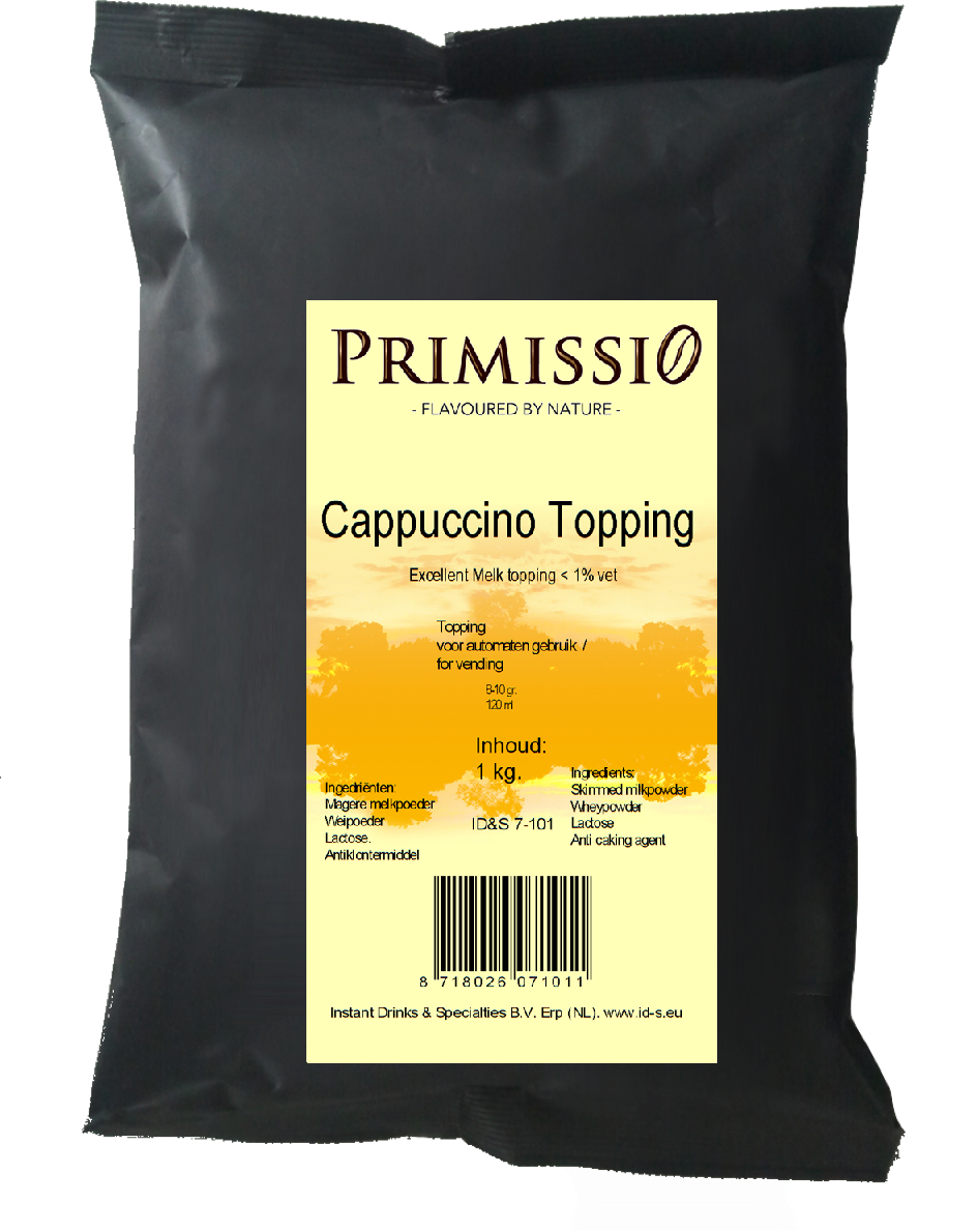 Cappuccino Topping op basis van hoogwaardige melkingrediënten.